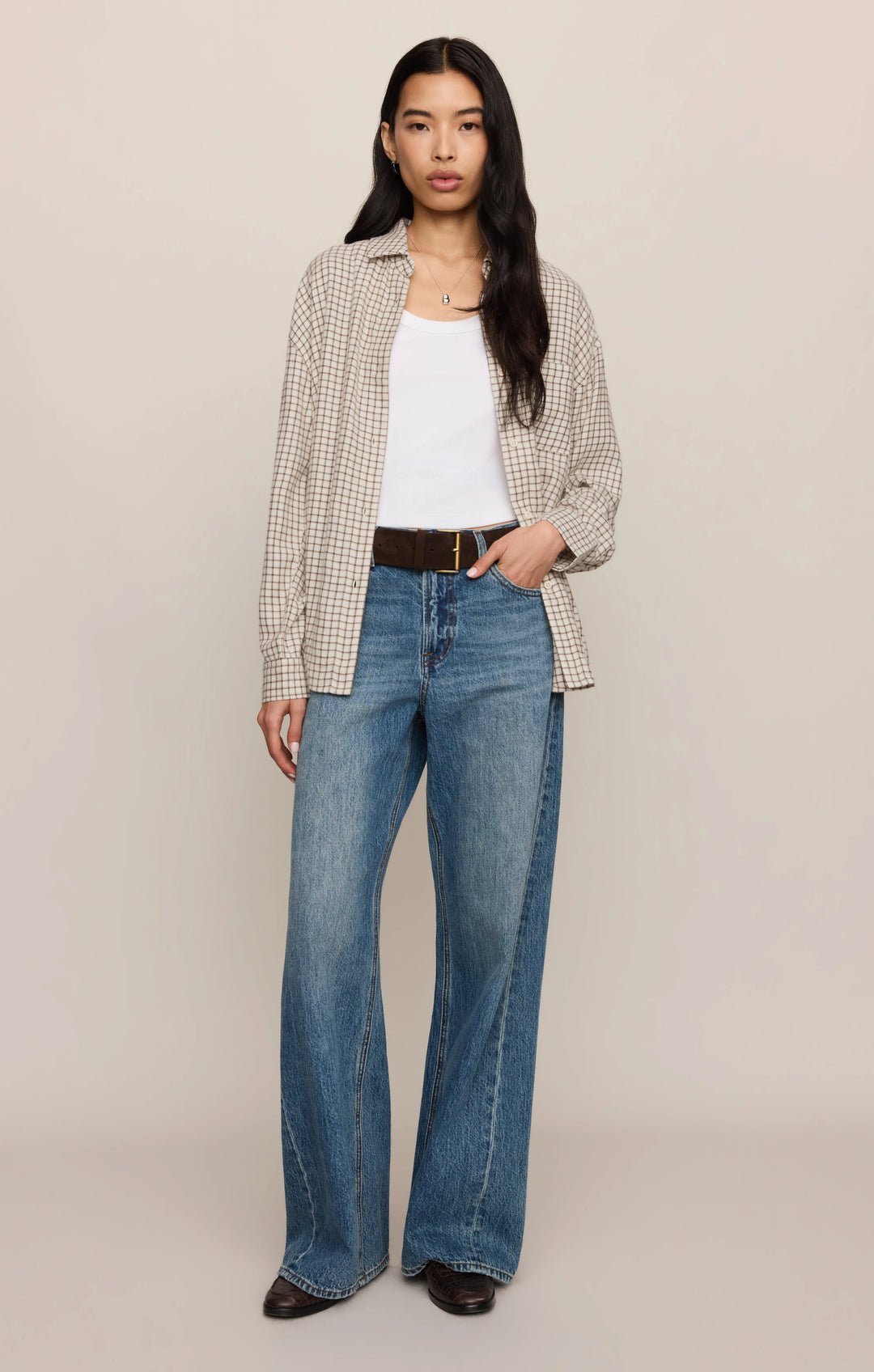 Z-Supply Women's River Plaid Button Up - Frosted Pearl - Sun Diego Boardshop
