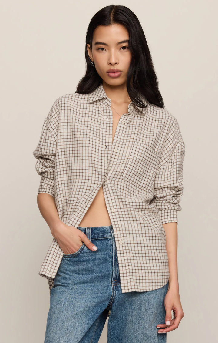 Z-Supply Women's River Plaid Button Up - Frosted Pearl - Sun Diego Boardshop