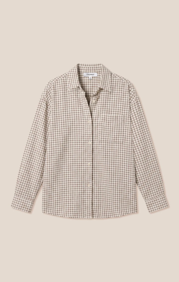 Z-Supply Women's River Plaid Button Up - Frosted Pearl - Sun Diego Boardshop