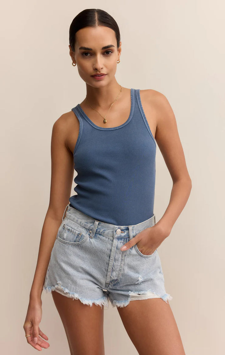 Z-Supply Classic Scoop Rib Tank - Vintage Indigo - Sun Diego Boardshop