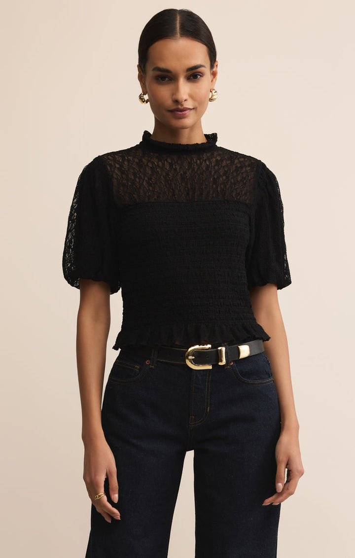 Z-Supply Glimpse Lace Top - Black