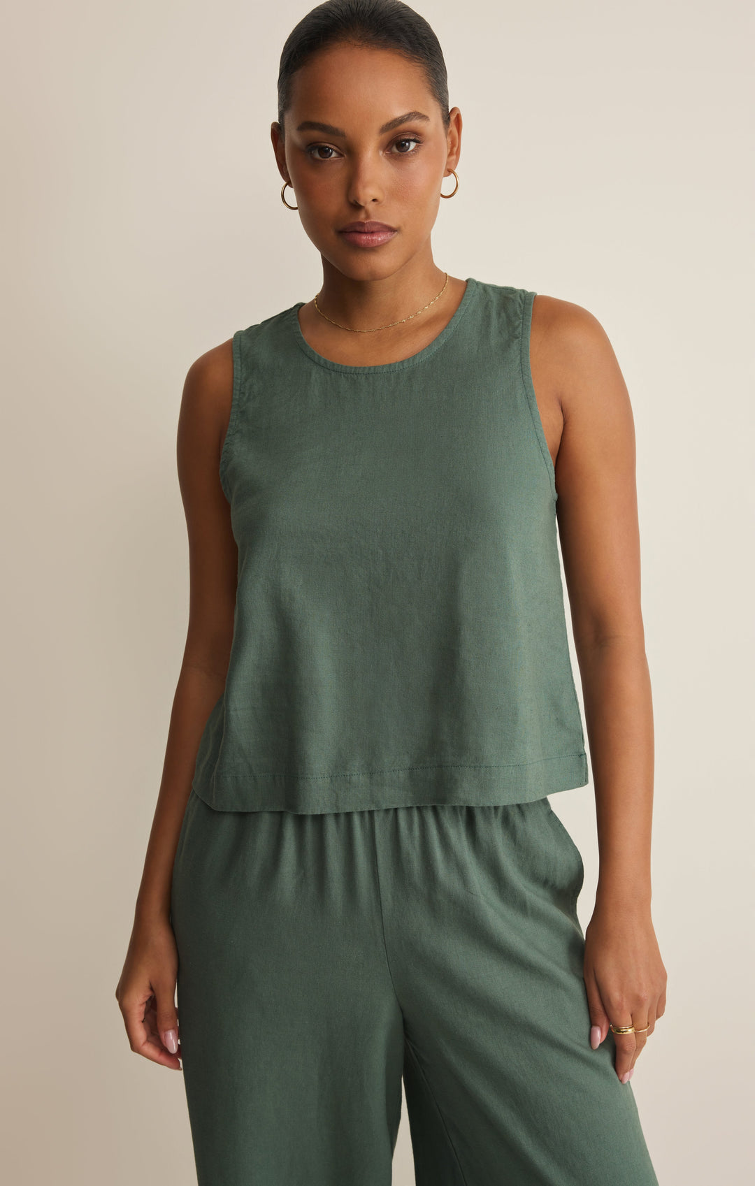 Z Supply Women's Sloane Linen Cropped Tank - Everglade - Sun Diego Boardshop