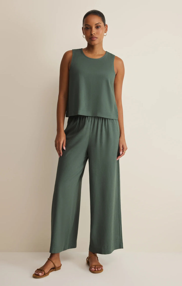Z Supply Women's Sloane Linen Cropped Tank - Everglade - Sun Diego Boardshop