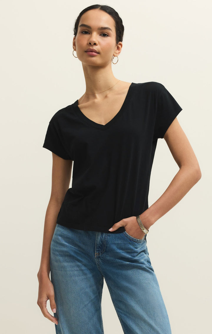 Z-Supply Women's Modern V-Neck Tee - Black - Sun Diego Boardshop
