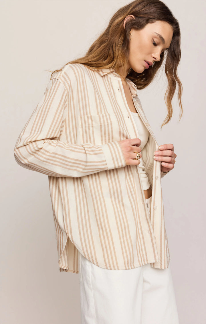 Z-Supply Women's Reese Button Up Stripe Top - Cloud