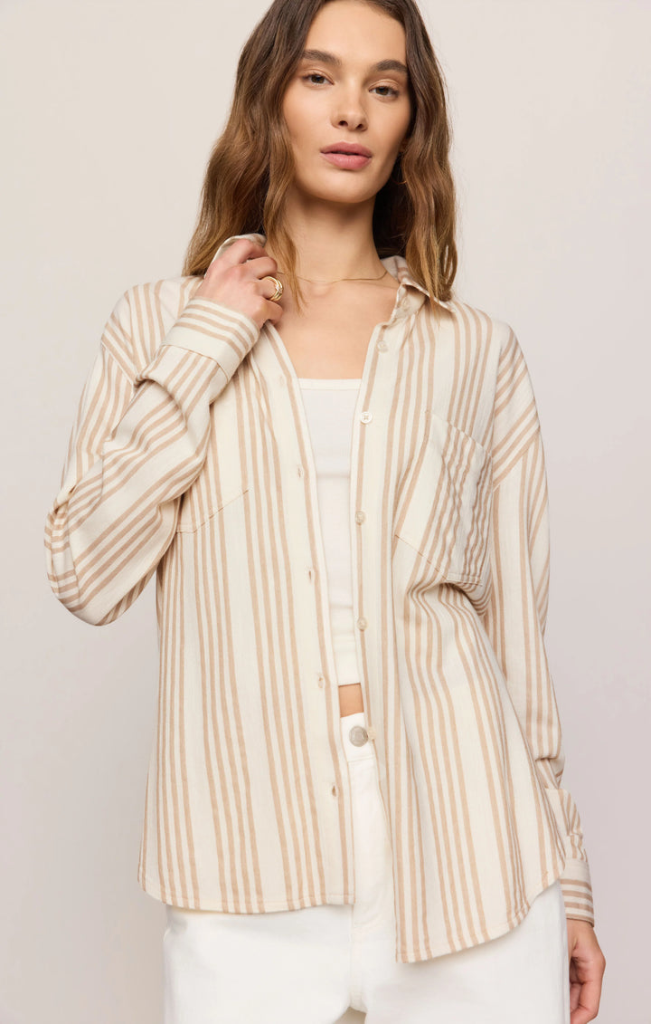 Z-Supply Women's Reese Button Up Stripe Top - Cloud