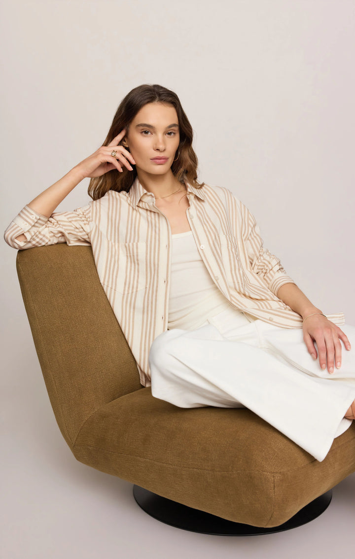 Z-Supply Women's Reese Button Up Stripe Top - Cloud