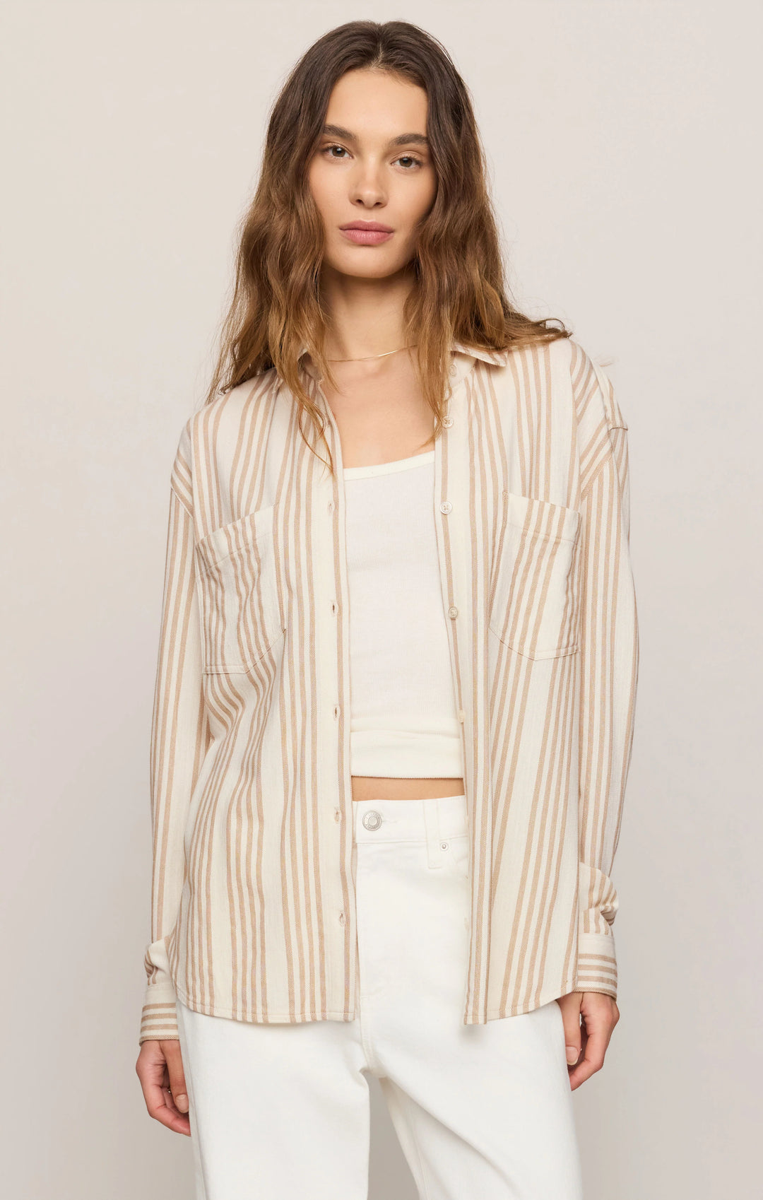 Z-Supply Women's Reese Button Up Stripe Top - Cloud