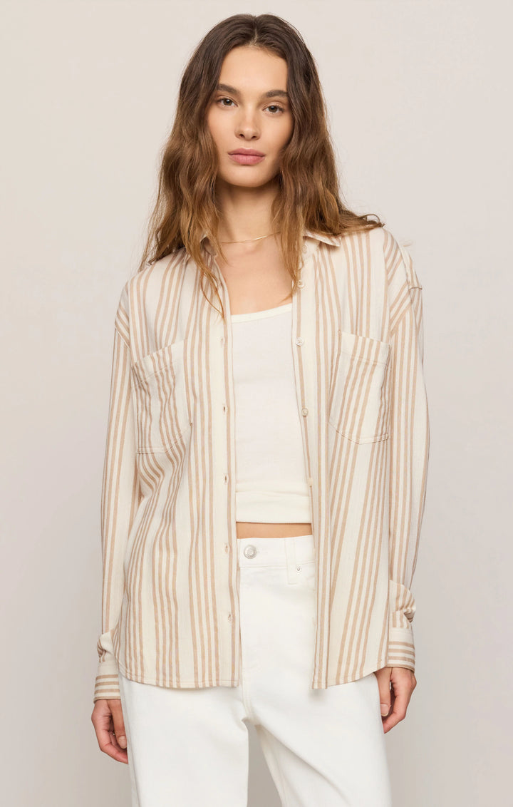 Z-Supply Women's Reese Button Up Stripe Top - Cloud