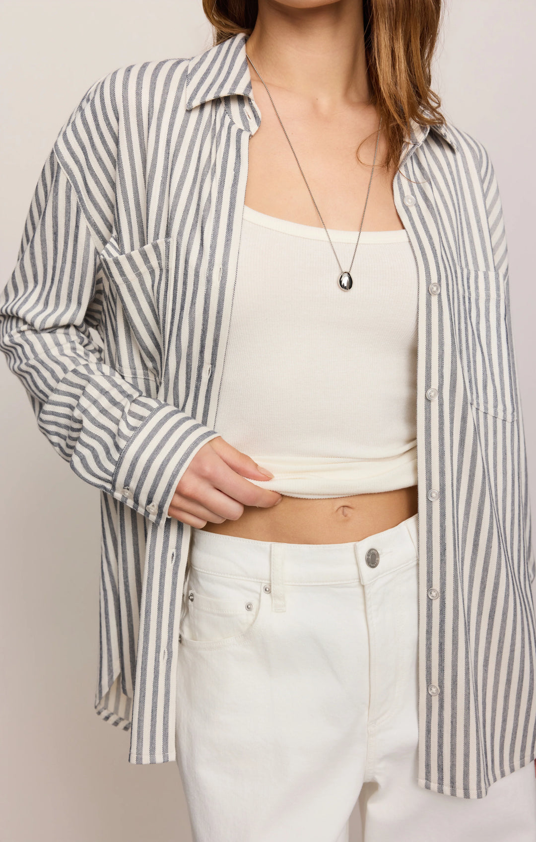 Z-Supply Women's Reese Button Up Stripe Top - Eclipse