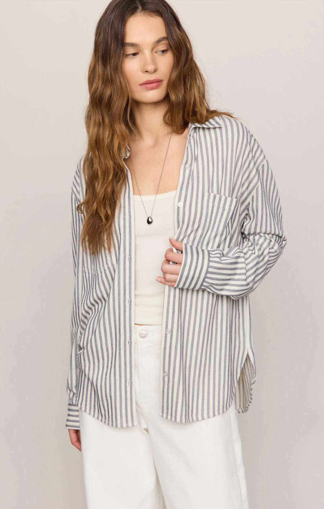 Z-Supply Women's Reese Button Up Stripe Top - Eclipse