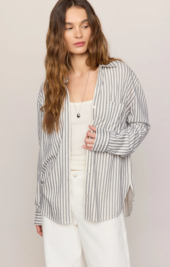 Z-Supply Women's Reese Button Up Stripe Top - Eclipse
