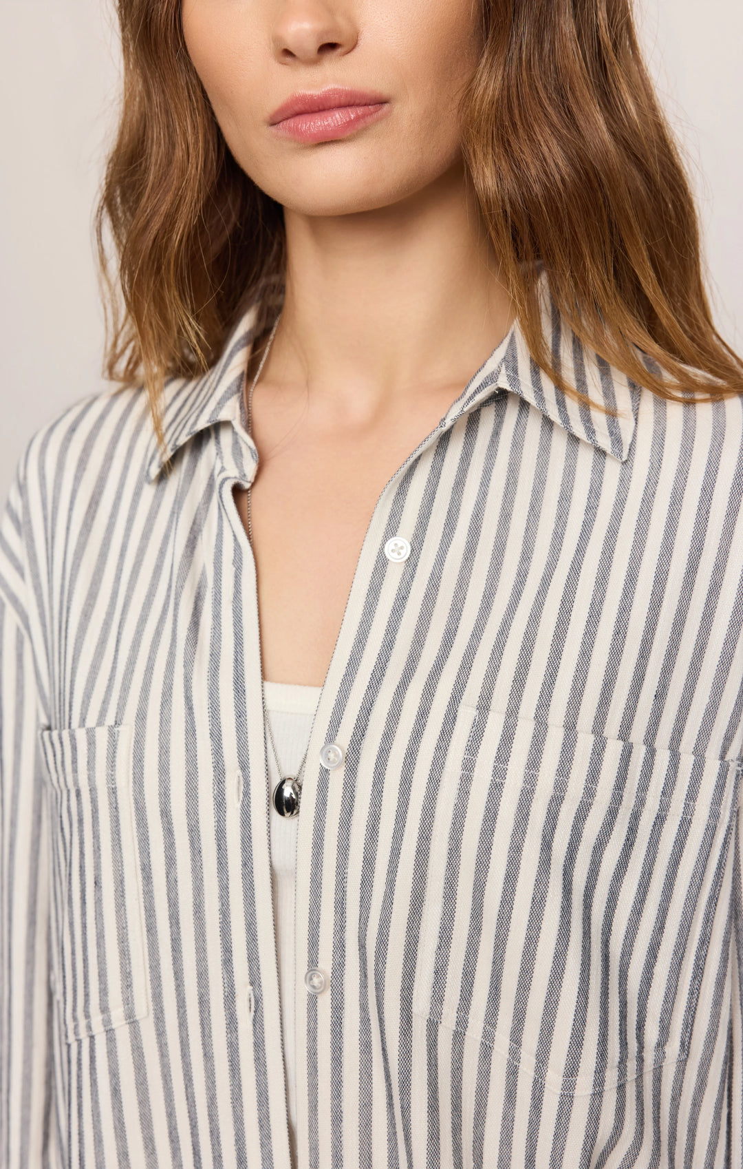Z-Supply Women's Reese Button Up Stripe Top - Eclipse