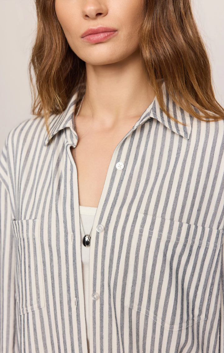 Z-Supply Women's Reese Button Up Stripe Top - Eclipse