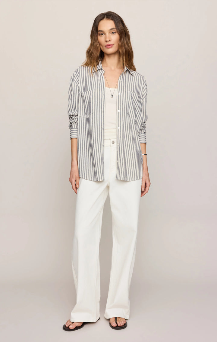 Z-Supply Women's Reese Button Up Stripe Top - Eclipse
