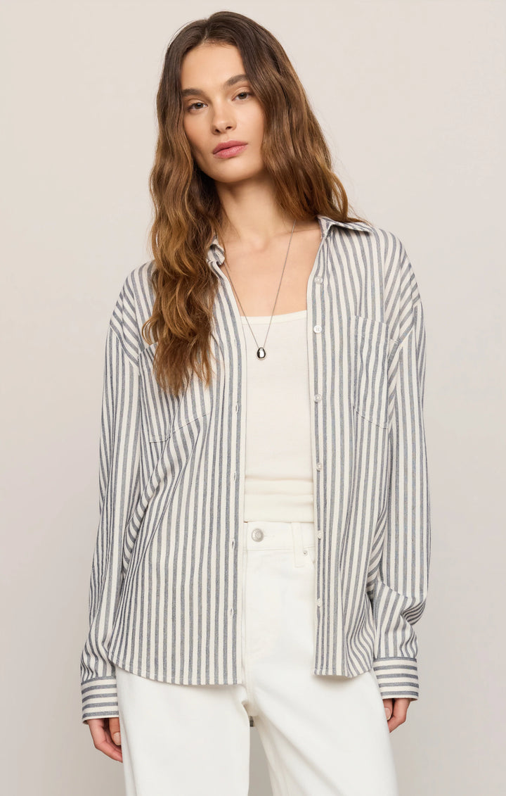 Z-Supply Women's Reese Button Up Stripe Top - Eclipse