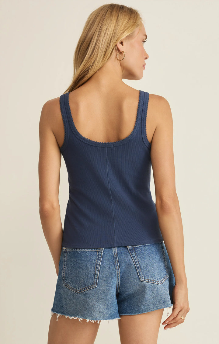 Z Supply Women's Niko Scallop Rib Tank Top - Twilight Blue - Sun Diego Boardshop