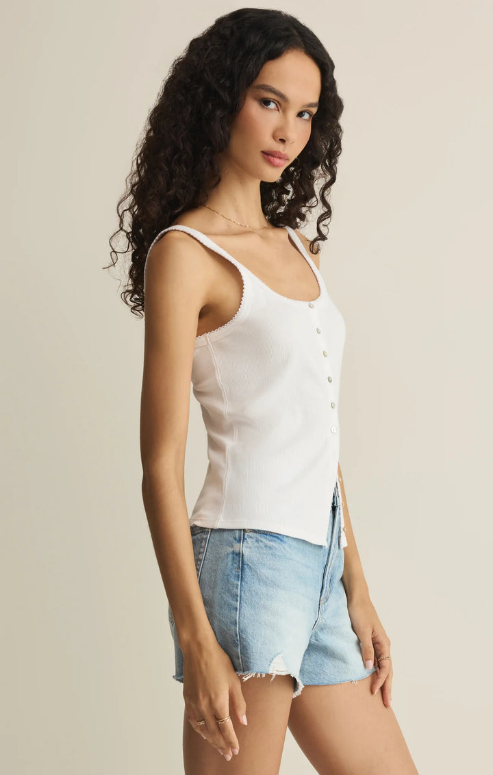 Z Supply Women's Niko Scallop Rib Tank Top - White - Sun Diego Boardshop