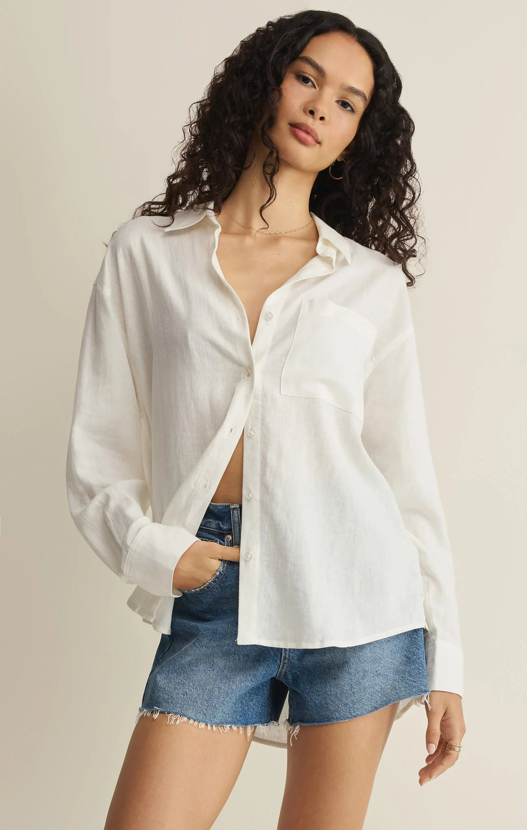 Z-Supply Women's Signature Linen Top - White