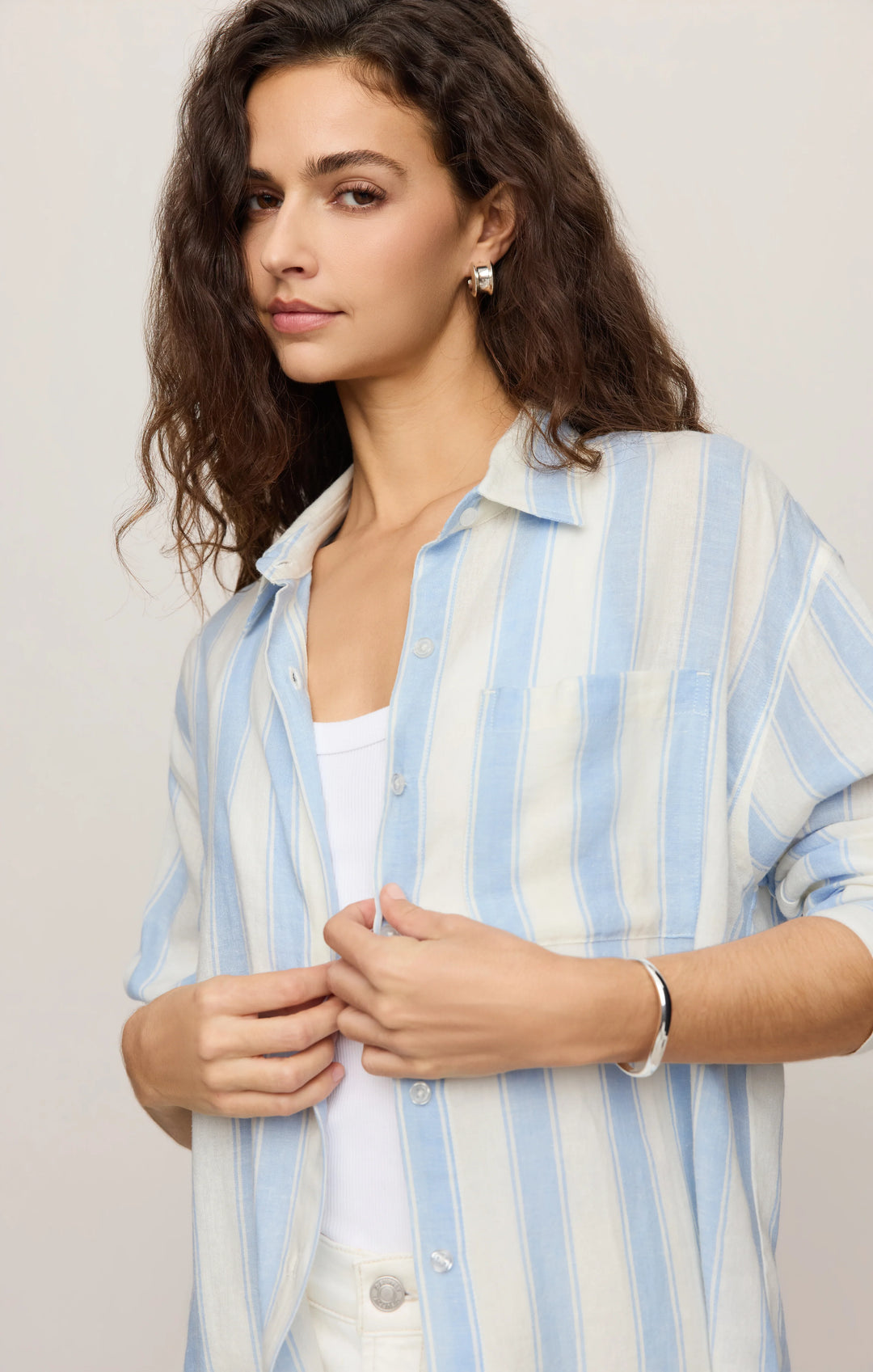 Z-Supply Women's Perfect Striped Linen Button Up - Skyline