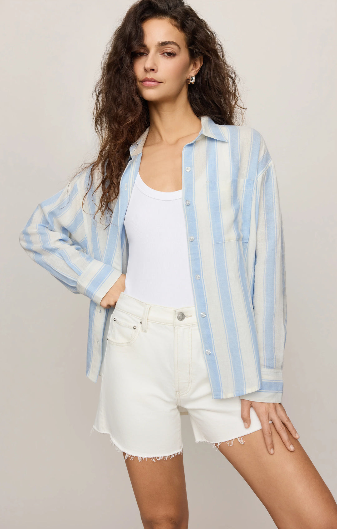 Z-Supply Women's Perfect Striped Linen Button Up - Skyline