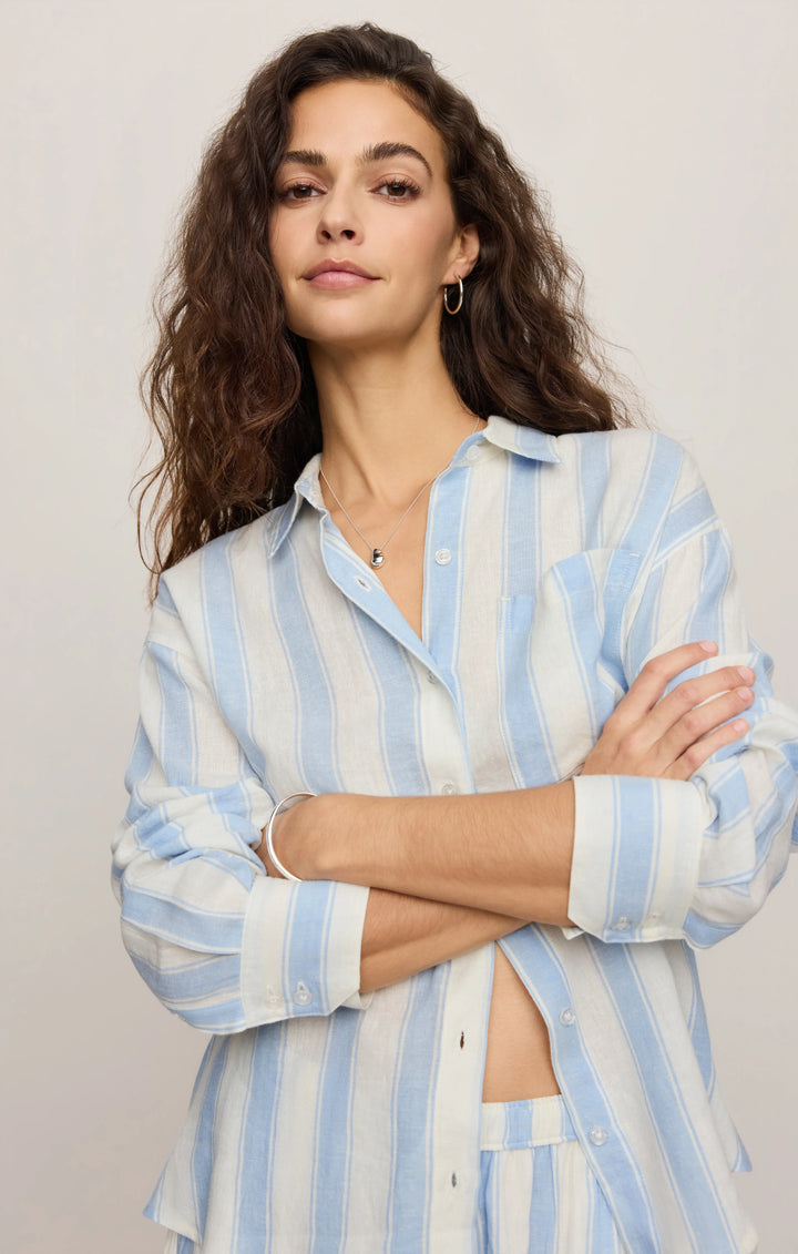 Z-Supply Women's Perfect Striped Linen Button Up - Skyline