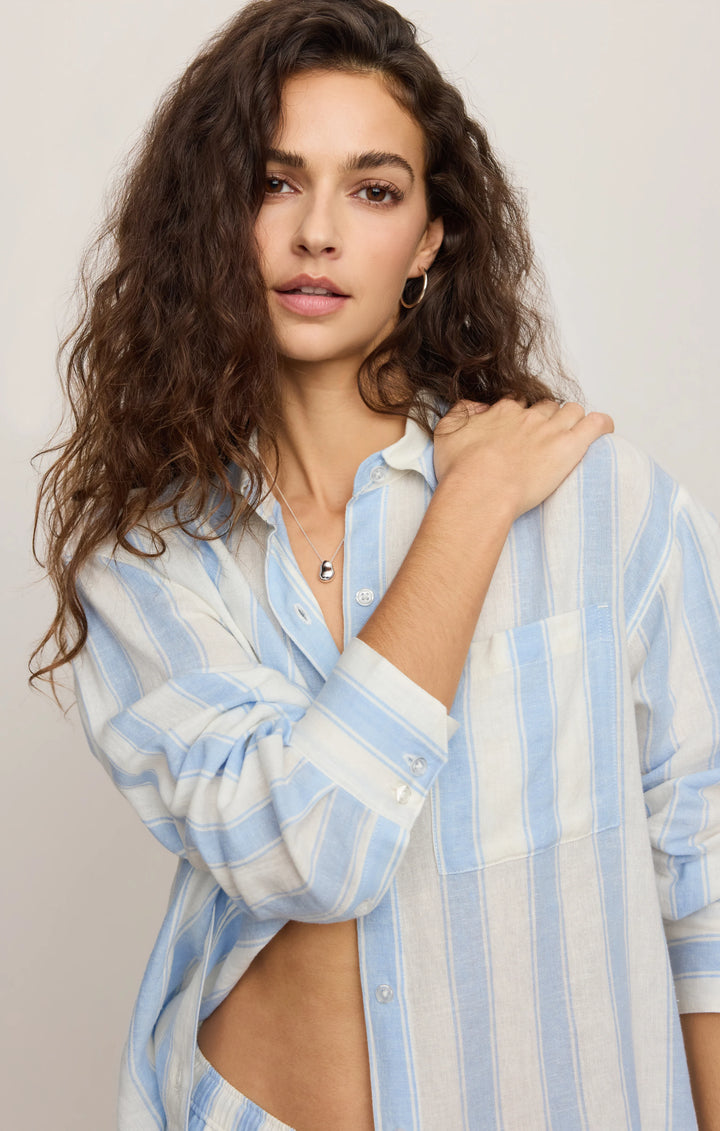 Z-Supply Women's Perfect Striped Linen Button Up - Skyline