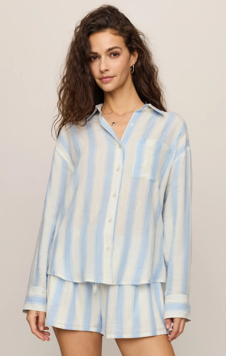 Z-Supply Women's Perfect Striped Linen Button Up - Skyline