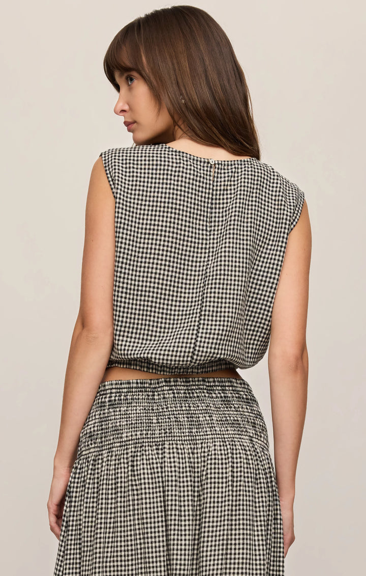 Z-Supply Women's Merit Cropped Gingham Linen Top - Black
