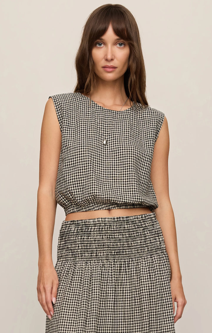 Z-Supply Women's Merit Cropped Gingham Linen Top - Black