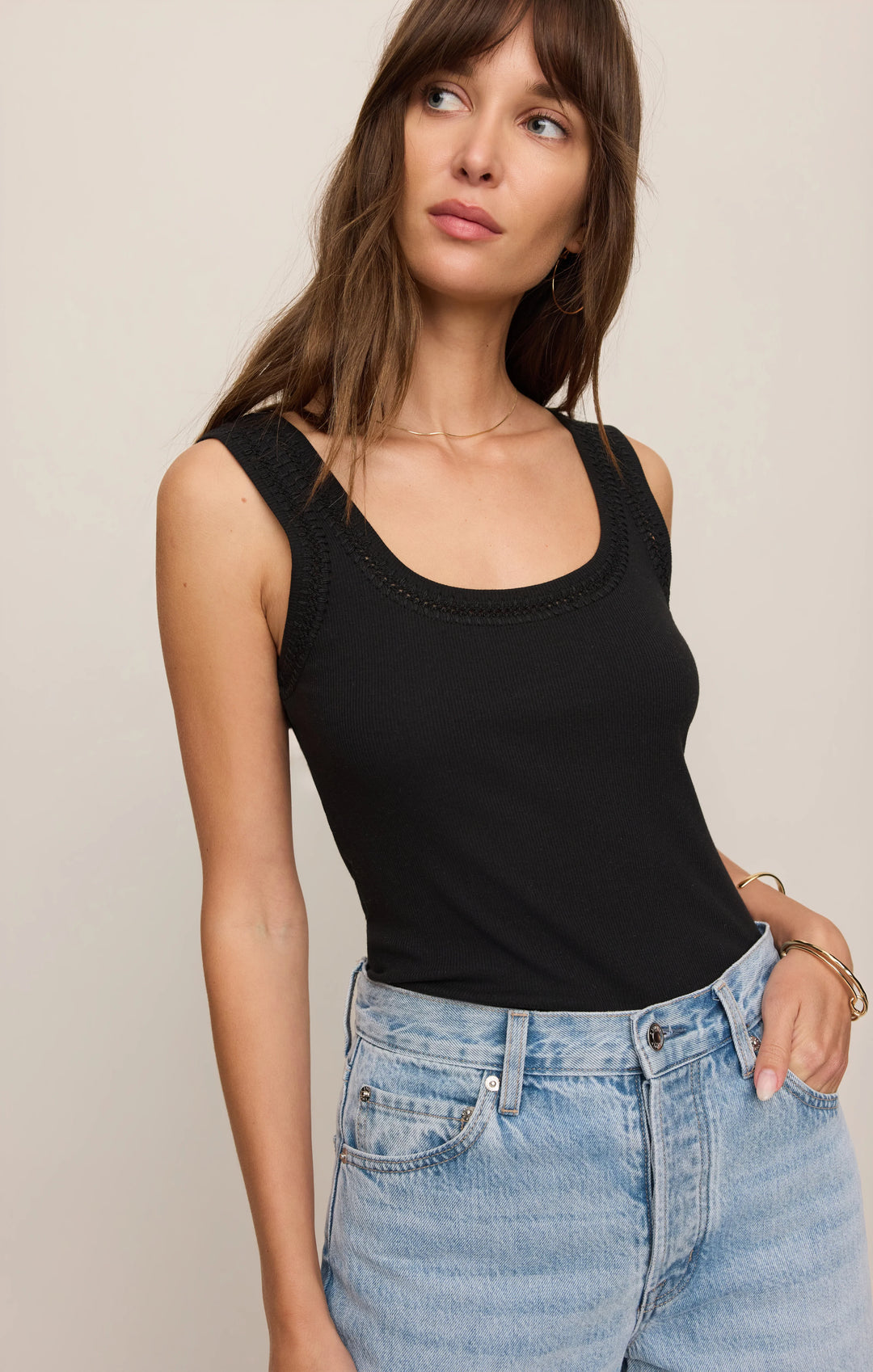 Z-Supply Women's Larkin Whipstitch Tank - Black - Sun Diego Boardshop