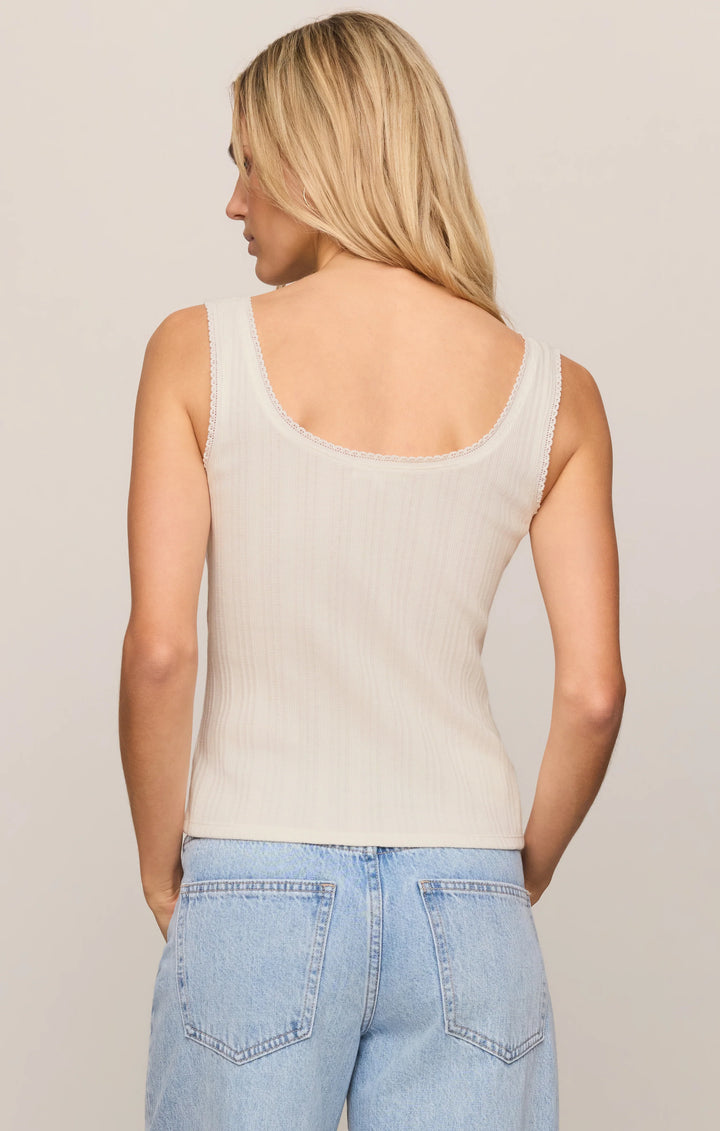 Z-Supply Women's Lainey Pointelle Button Front Tank - Cloud