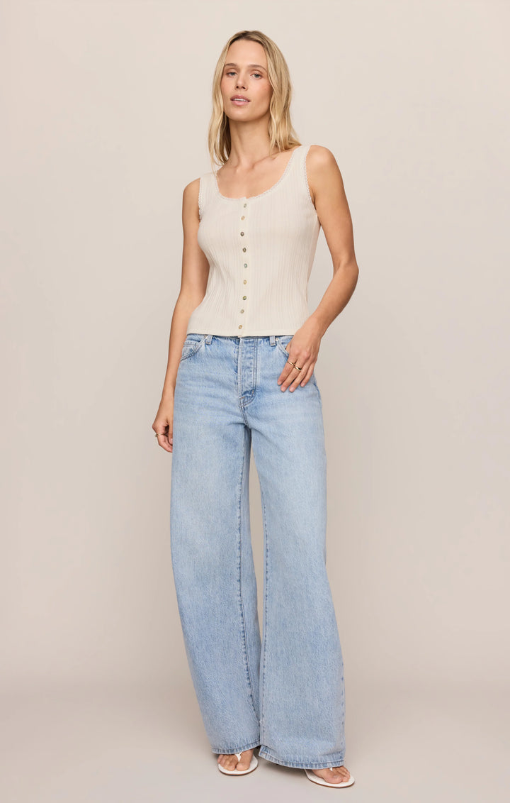 Z-Supply Women's Lainey Pointelle Button Front Tank - Cloud