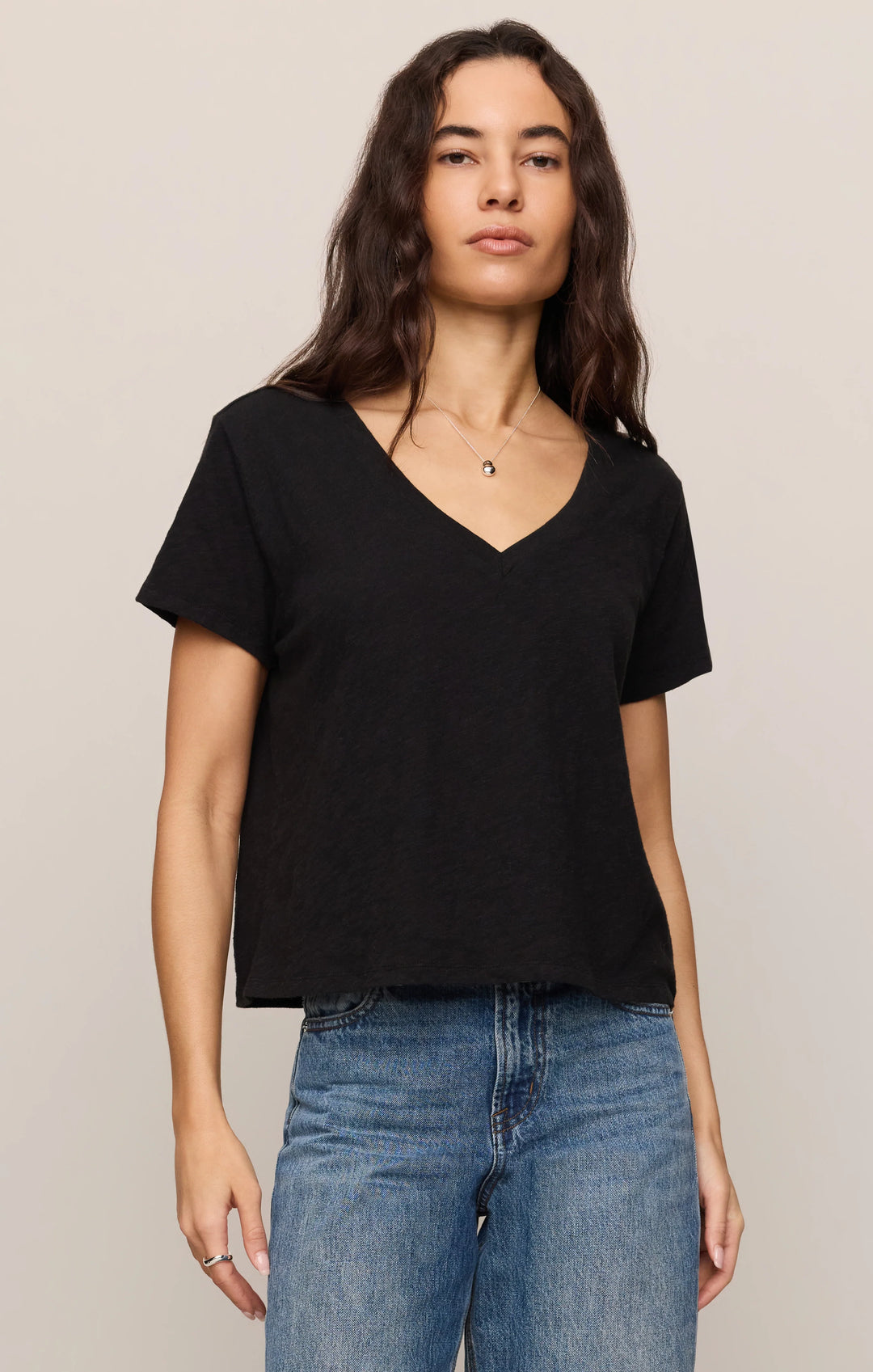 Z Supply Women's Nomad Slub V-Neck Tee - Black - Sun Diego Boardshop