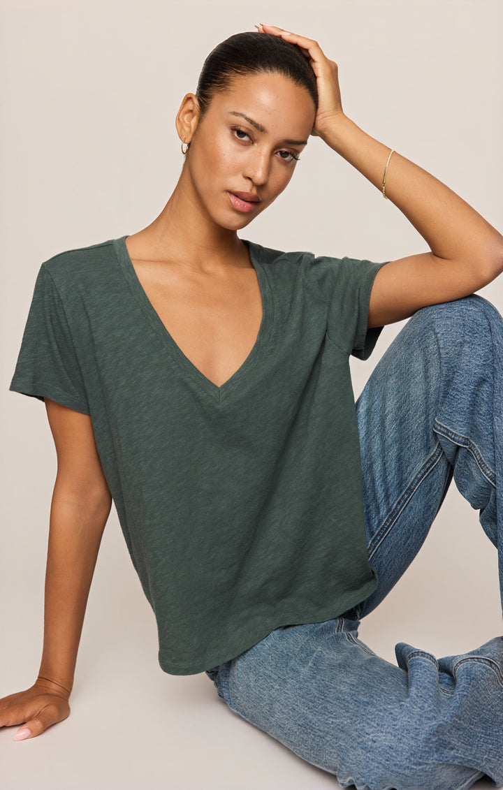 Z-Supply Women's Nomad Slub V-Neck Tee - Emerald Cove - Sun Diego Boardshop