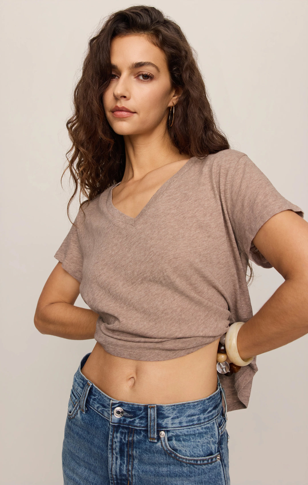 Z Supply Women's Nomad Slub V-Neck Tee - Heather Ash - Sun Diego Boardshop