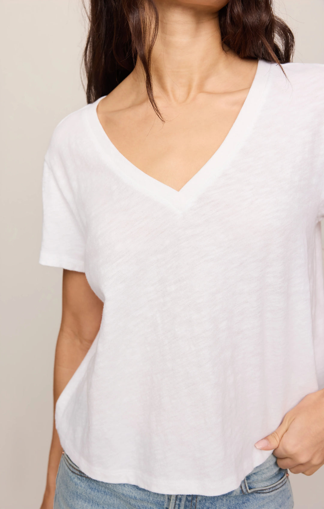 Z Supply Women's Nomad Slub V-Neck Tee - White - Sun Diego Boardshop
