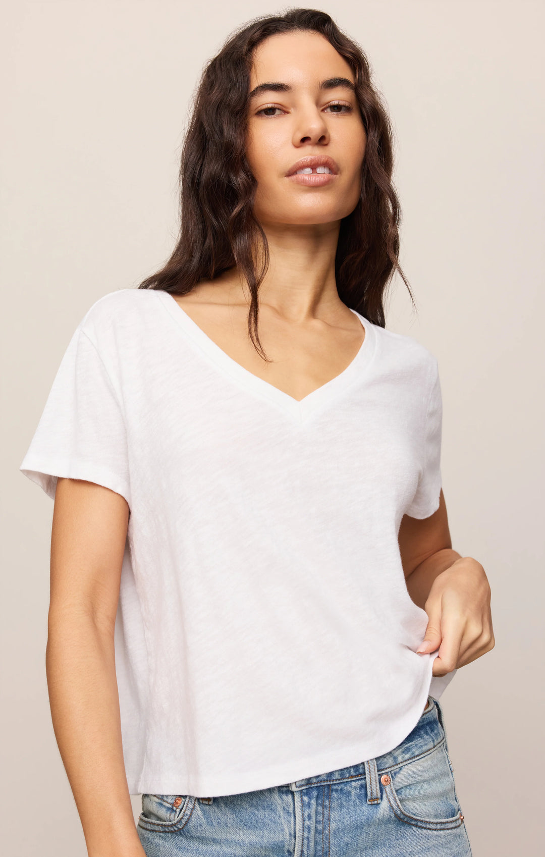 Z Supply Women's Nomad Slub V-Neck Tee - White - Sun Diego Boardshop