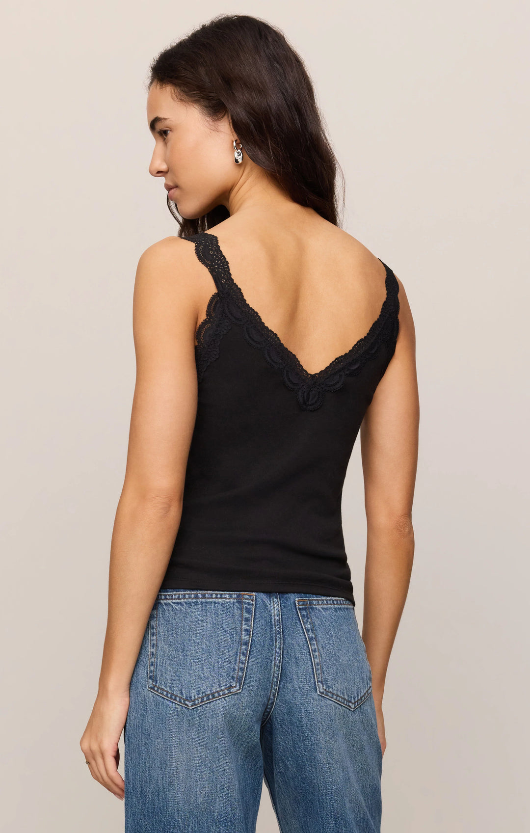 Z-Supply Women's Eve Lace Trim Tank - Black - Sun Diego Boardshop