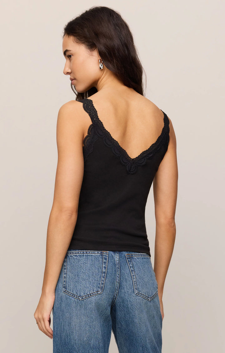 Z-Supply Women's Eve Lace Trim Tank - Black - Sun Diego Boardshop