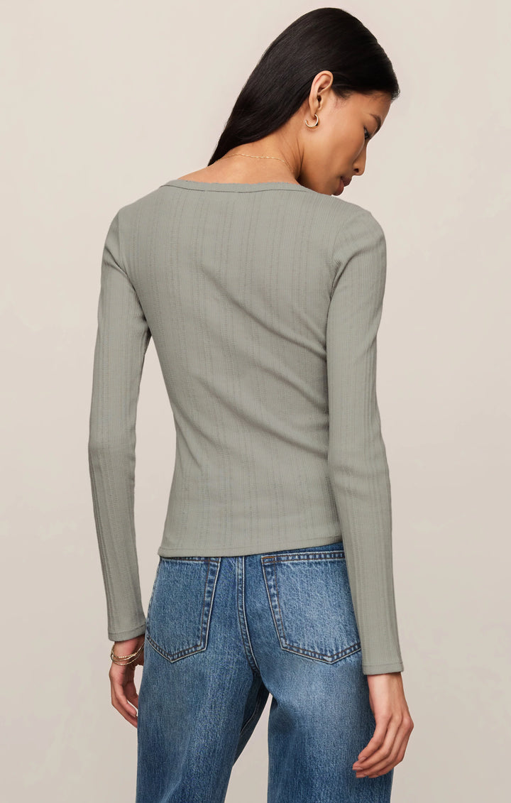 Z-Supply Women's Audri Pointelle Henley Top - Aqua Cloud