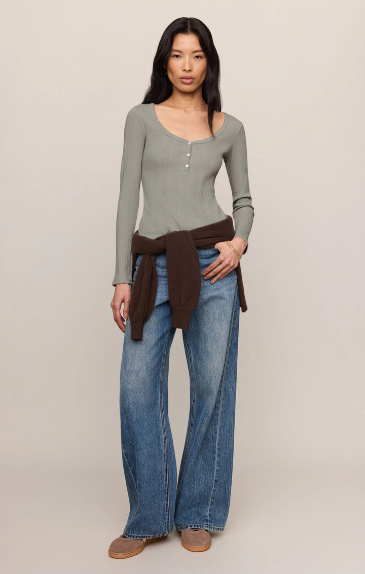 Z-Supply Women's Audri Pointelle Henley Top - Aqua Cloud