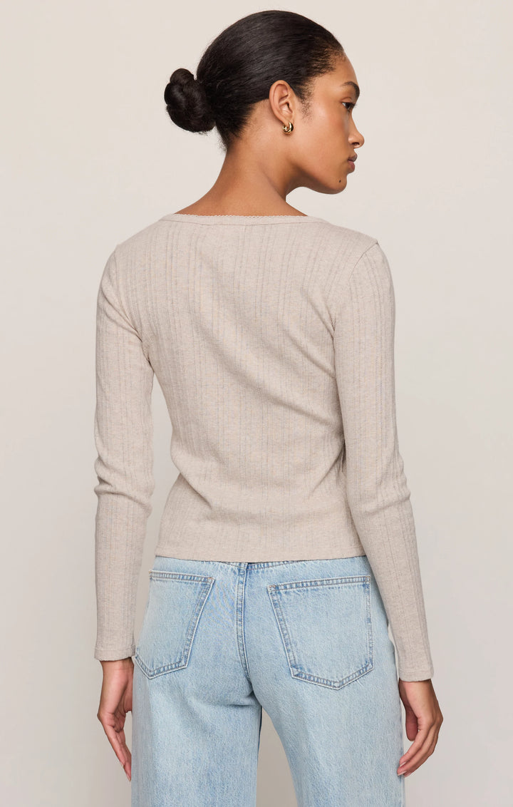 Z-Supply Women's Audri Pointelle Henley Top - Natural Heather