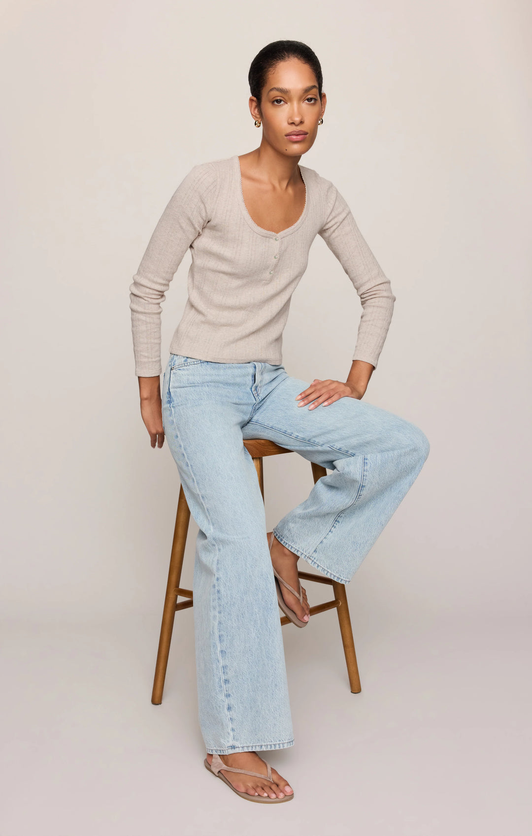 Z-Supply Women's Audri Pointelle Henley Top - Natural Heather