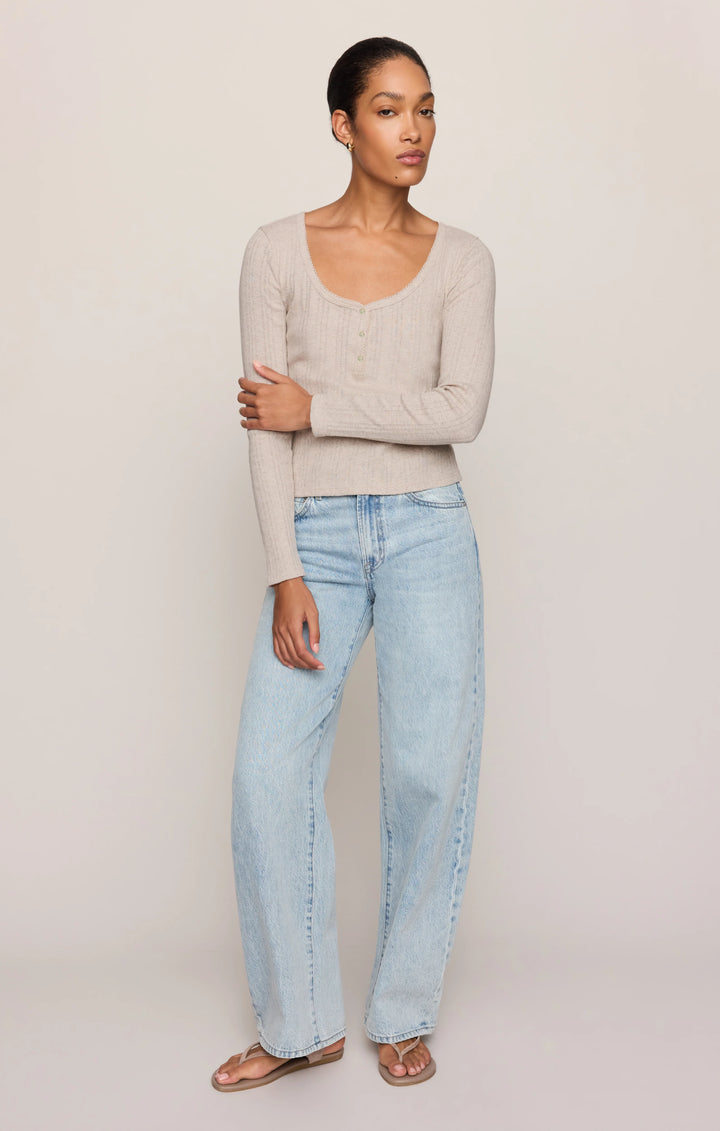 Z-Supply Women's Audri Pointelle Henley Top - Natural Heather