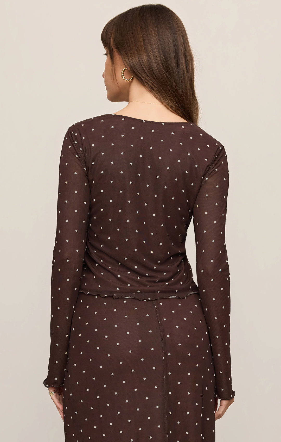 Z-Supply Women's Amara Polka Dot Mesh Top - Dark Chocolate - Sun Diego Boardshop