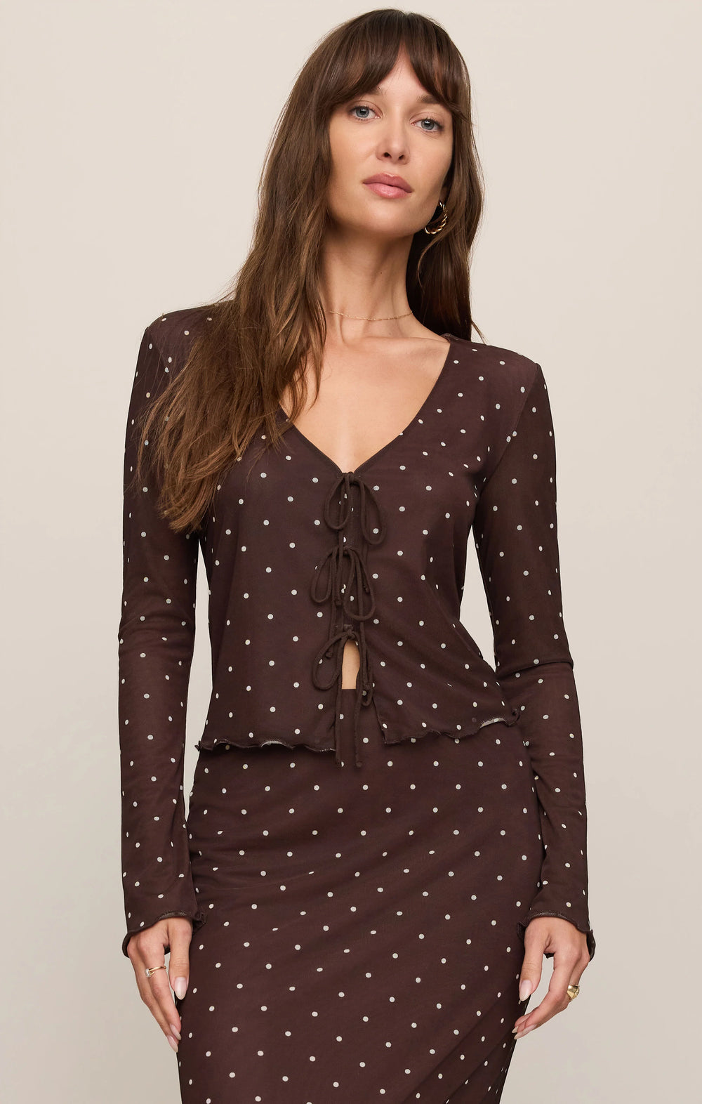 Z-Supply Women's Amara Polka Dot Mesh Top - Dark Chocolate - Sun Diego Boardshop