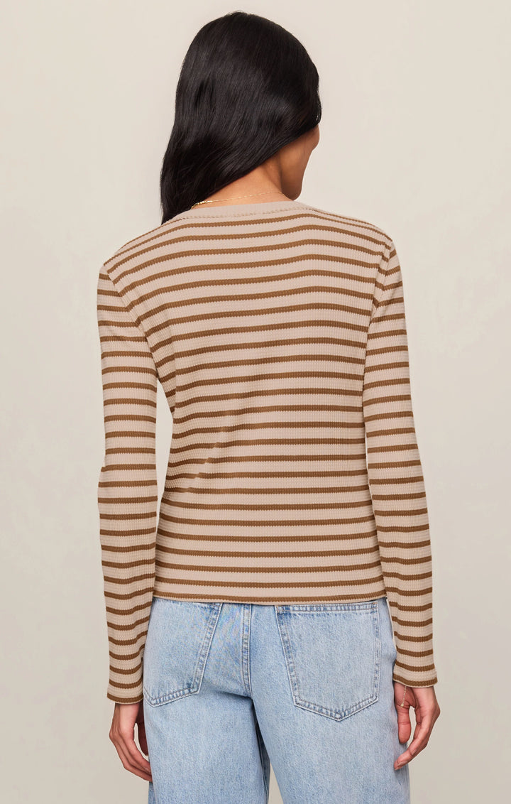 Z-Supply Women's Arlet Stripe Thermal Top - Saddle Suede - Sun Diego Boardshop