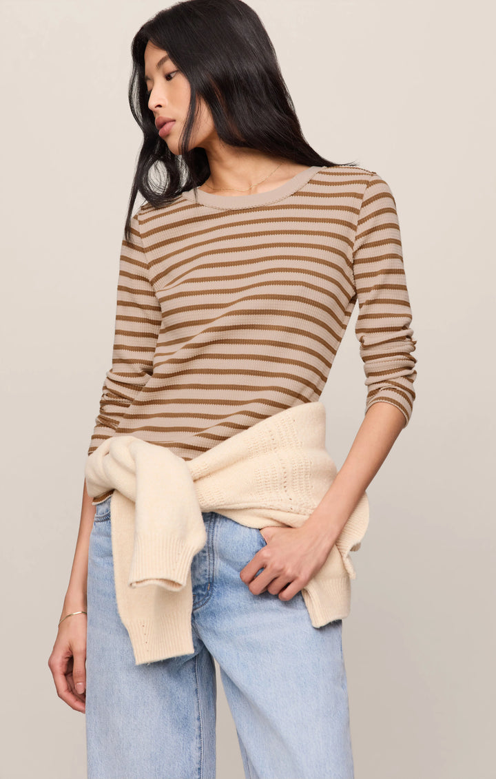 Z-Supply Women's Arlet Stripe Thermal Top - Saddle Suede - Sun Diego Boardshop