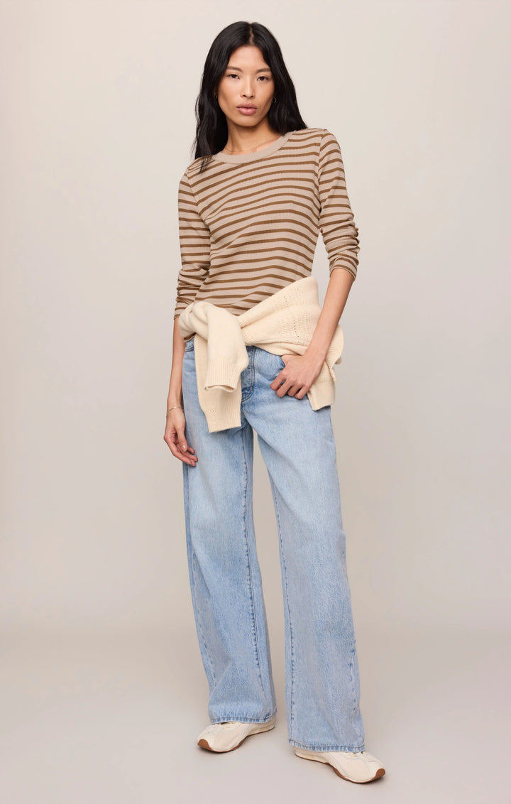 Z-Supply Women's Arlet Stripe Thermal Top - Saddle Suede - Sun Diego Boardshop
